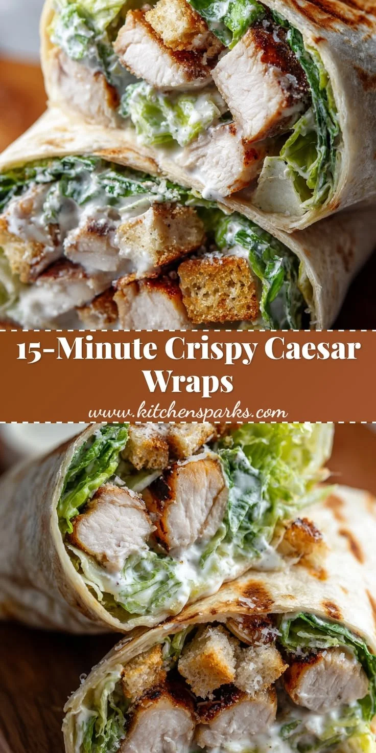 Crispy Chicken Caesar Wraps served on a plate with fresh ingredients