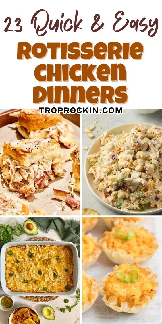 A variety of quick and easy rotisserie chicken recipes for dinner.