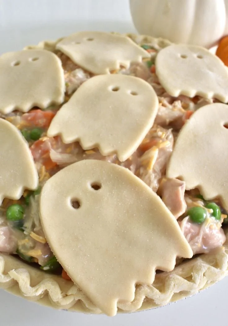 A delicious Halloween pot pie ready to delight ghouls and goblins