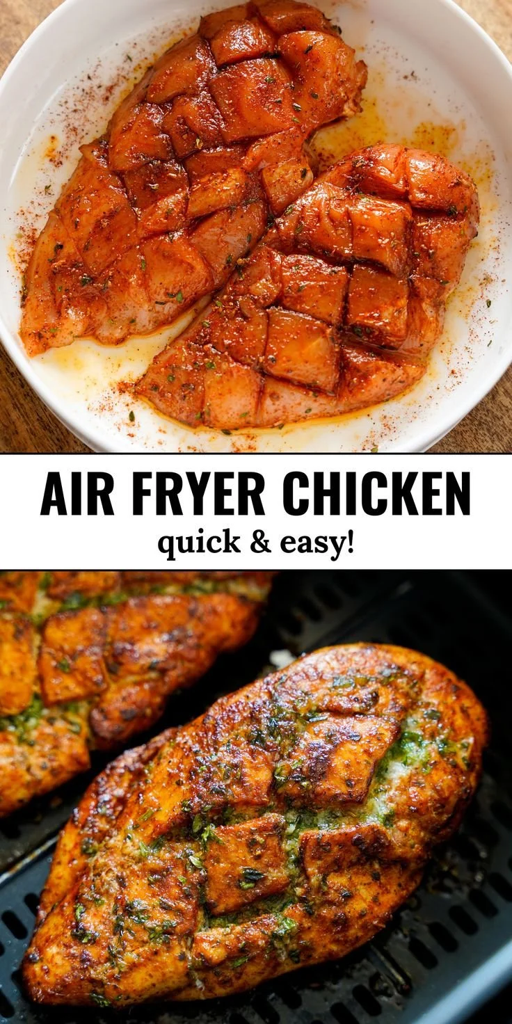 Air Fryer Chicken Breast served with vegetables on a plate