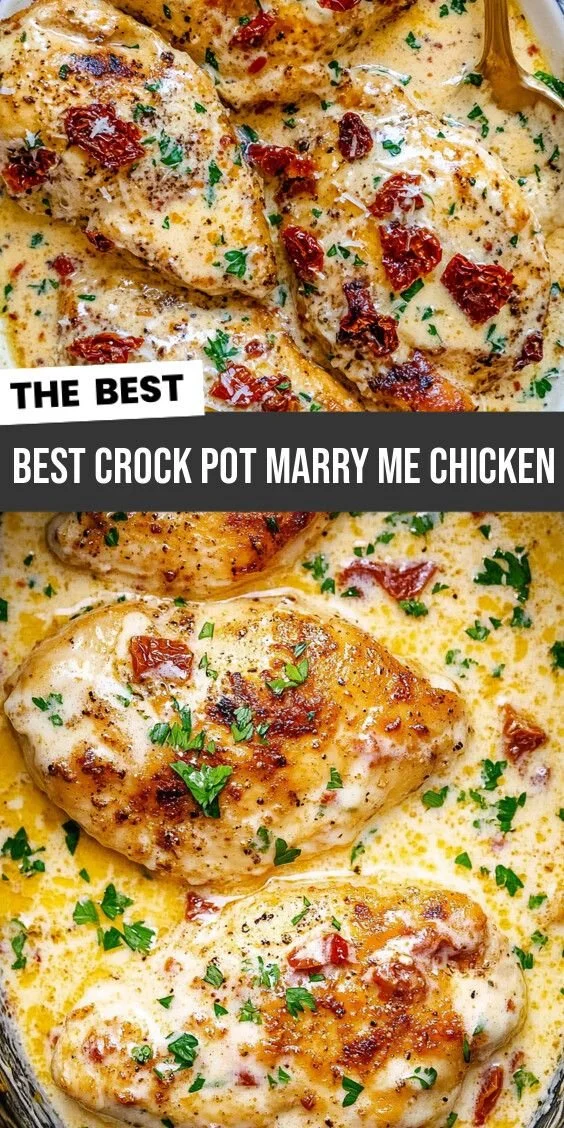 Delicious Crock Pot Chicken served with fresh herbs and vegetables
