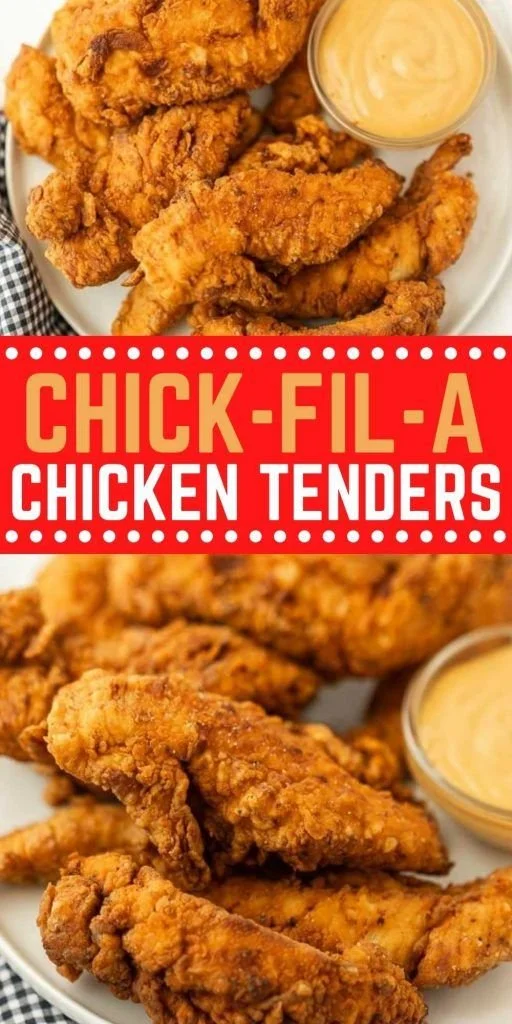 Homemade Chick-Fil-A chicken tenders served with dipping sauce
