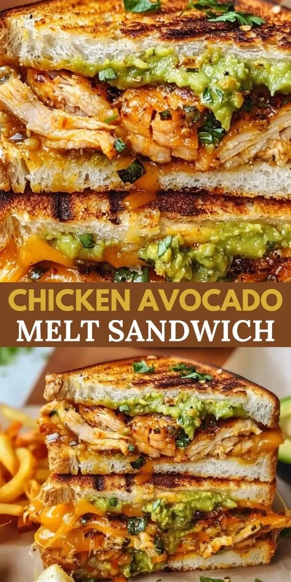 Delicious Chicken Avocado Melt Sandwich served with fresh ingredients