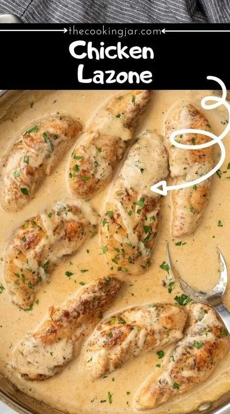 Delicious Chicken Lazone served with creamy sauce and spices
