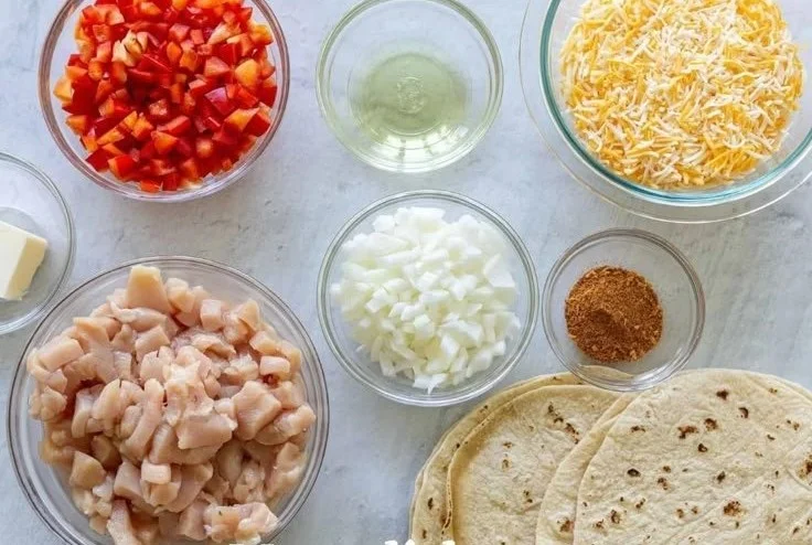Delicious Chicken Quesadillas with melted cheese and vibrant toppings