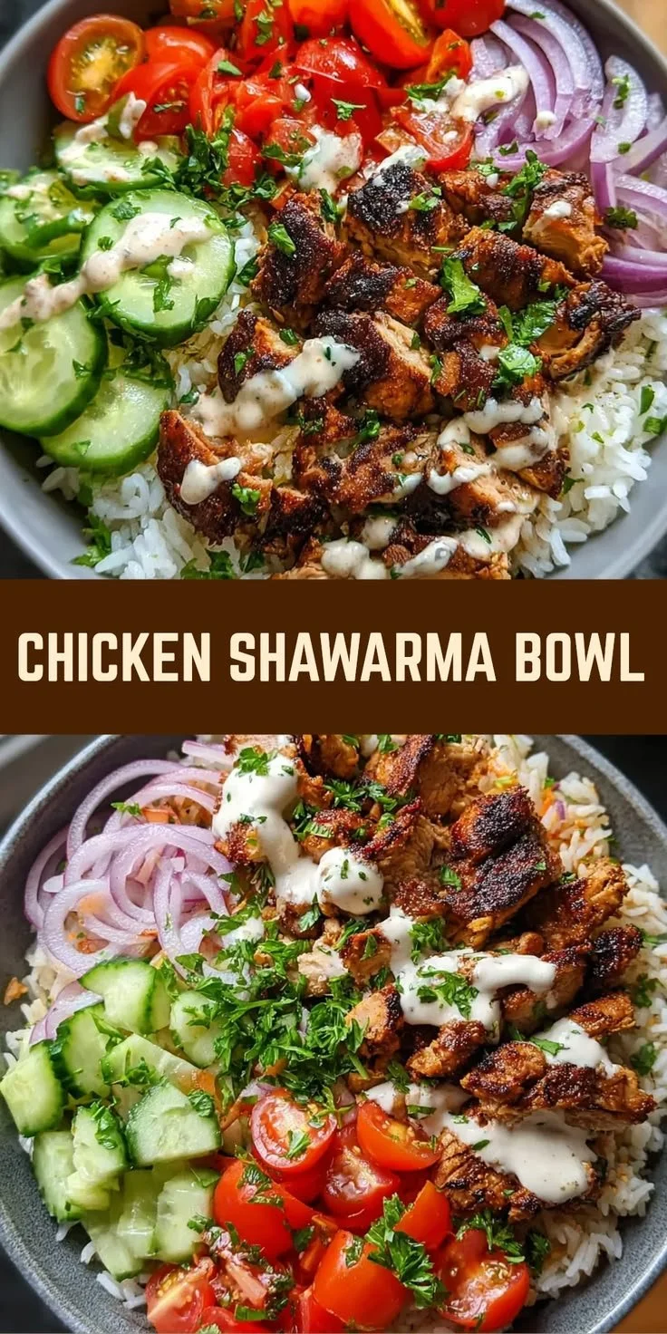 Delicious Chicken Shawarma Bowl with flavorful chicken and fresh ingredients