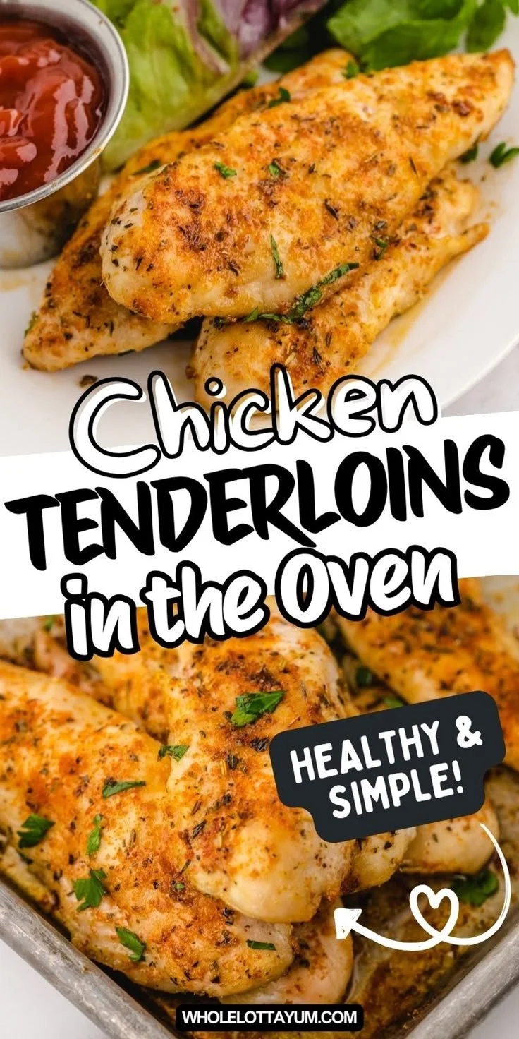 Oven-baked chicken tenderloins seasoned and ready to serve