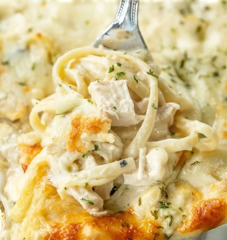 Delicious Chicken Tetrazzini served on a plate with creamy sauce and pasta.