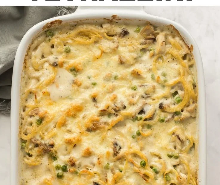 Delicious Chicken Tetrazzini dish served in a bowl with creamy sauce and pasta.