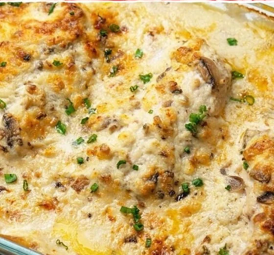 Creamy chicken bake recipe with tender chicken and a rich sauce