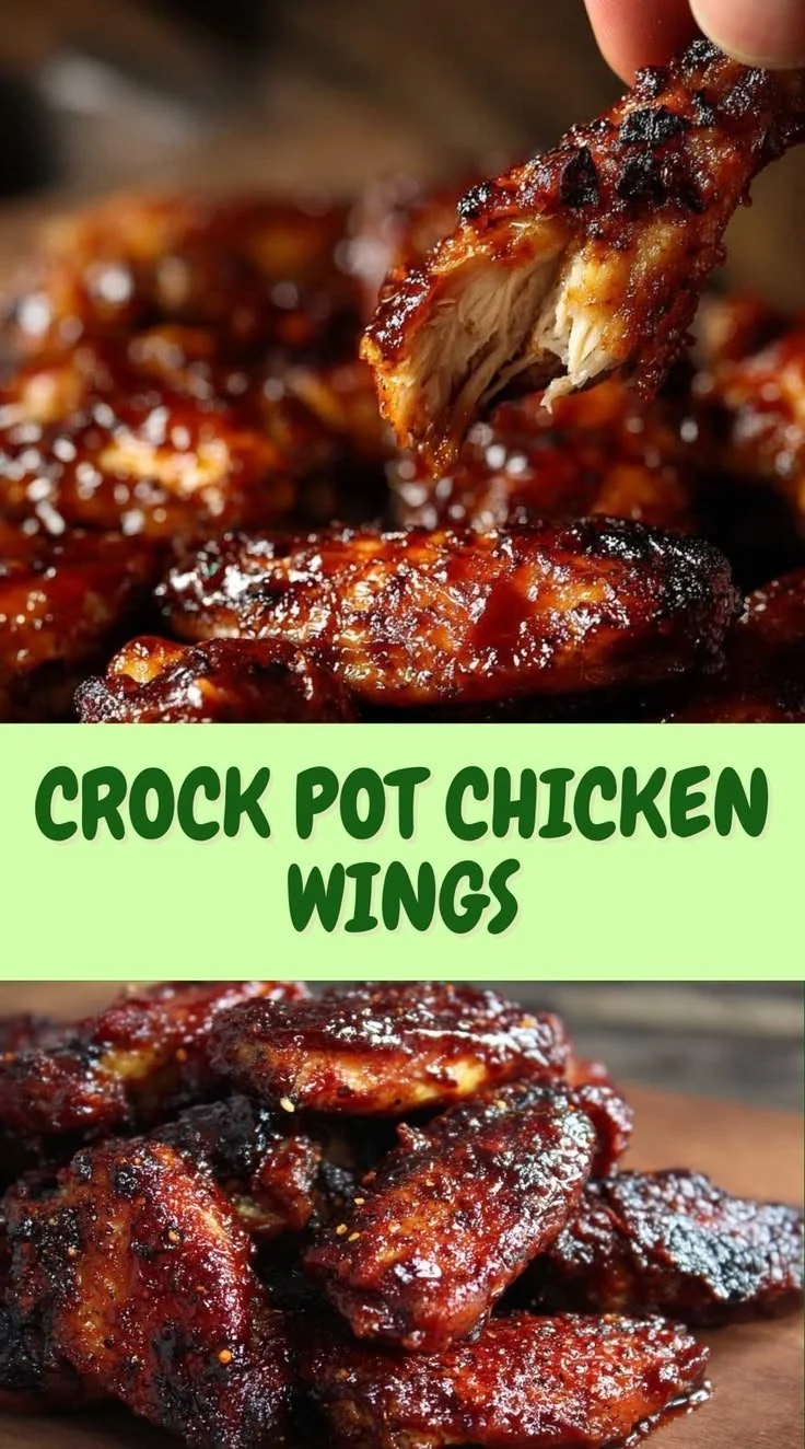 Crock pot chicken wings served for a family dinner with delicious sauce