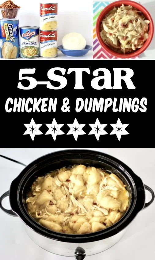 Crockpot Chicken and Dumplings, the ultimate comfort food in a creamy broth