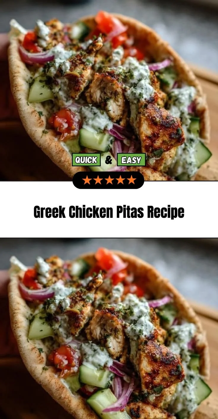 Delicious Greek chicken pitas with homemade seasonings served on a plate