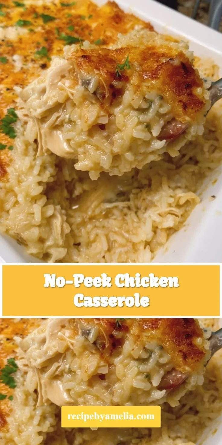 No-Peek Chicken Casserole ready to serve on a busy day