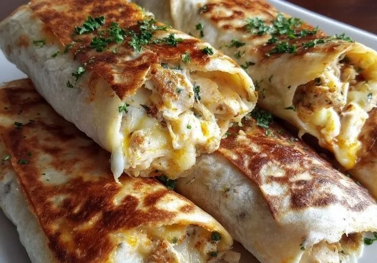 Delicious garlic butter chicken wraps served with fresh ingredients