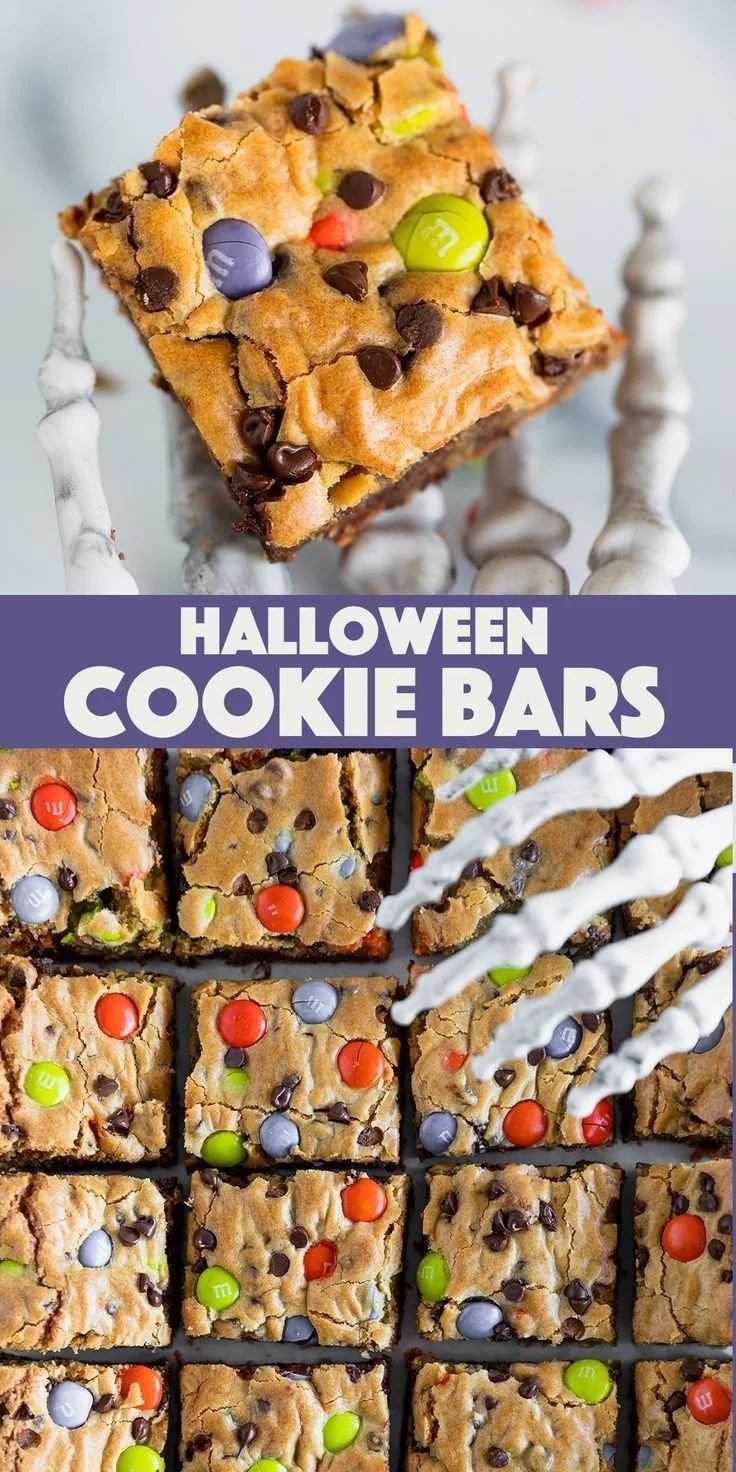 Delicious Halloween cookie bars decorated for spooky celebrations