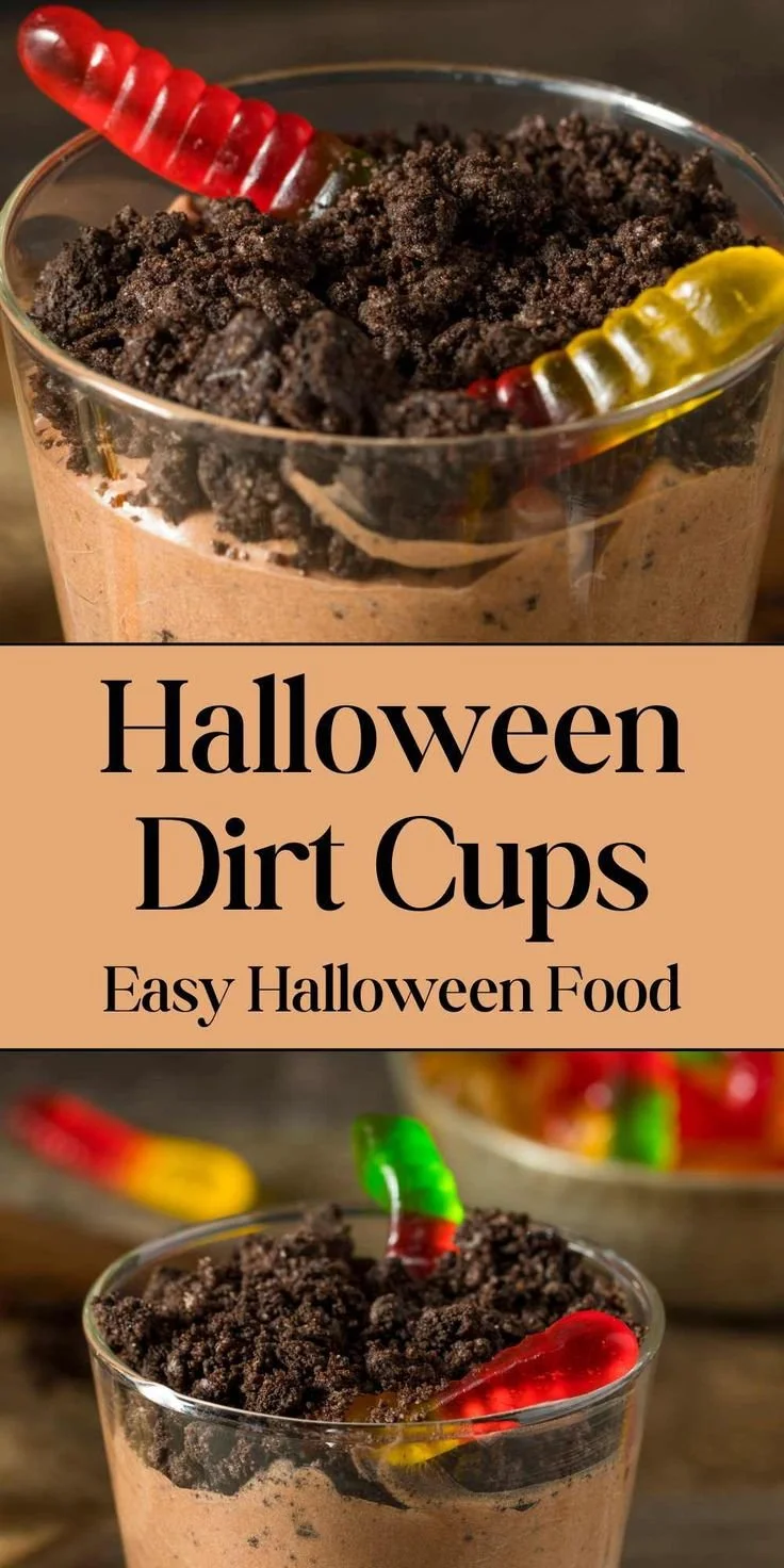 Delicious Halloween Dirt Cups | Spooky dessert for Halloween parties