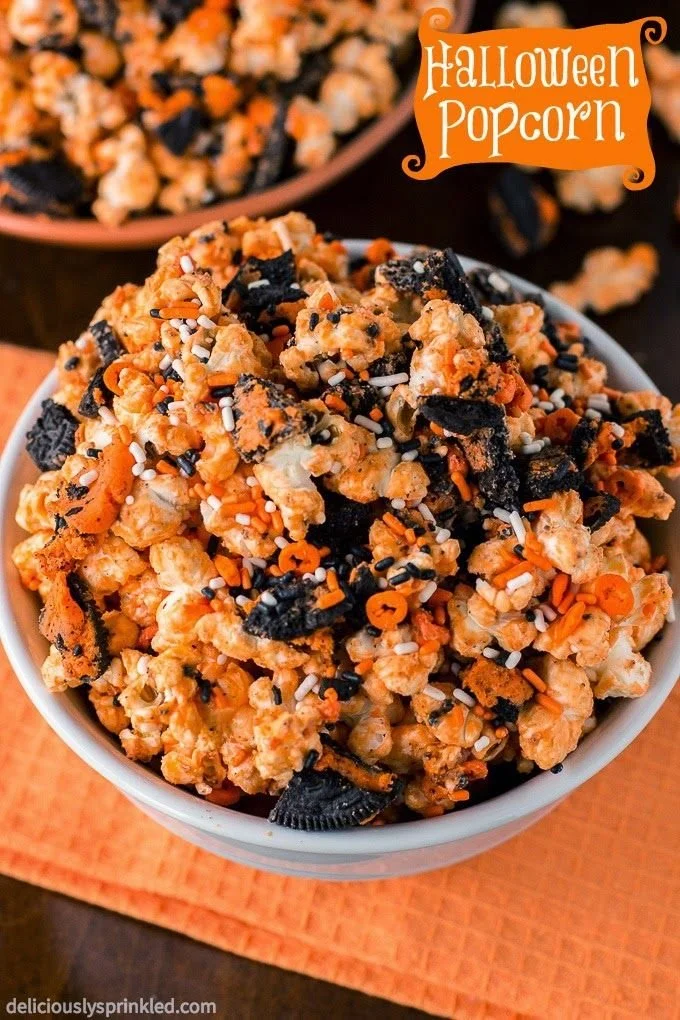 Halloween Oreo Popcorn, a spooky and delicious treat for festive celebrations