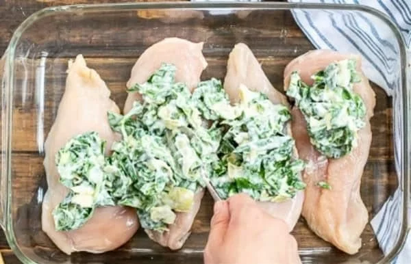 Healthy Spinach Artichoke Chicken Bake