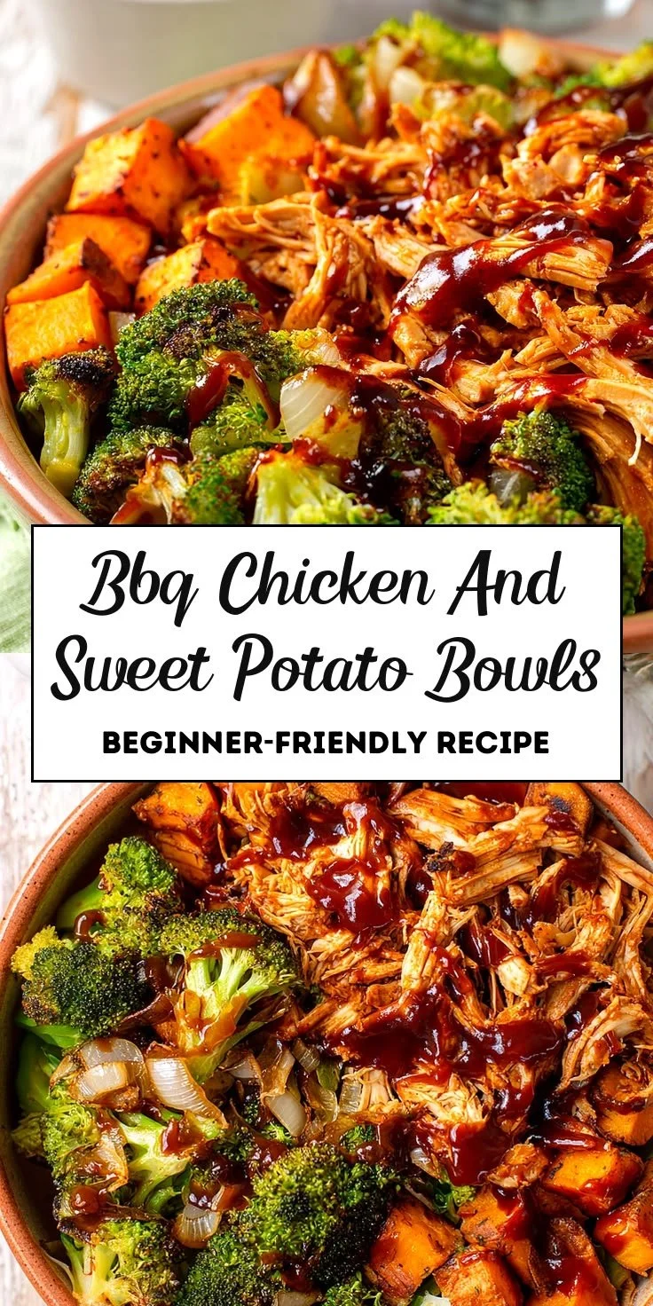 Homemade BBQ chicken and sweet potato bowls plated attractively