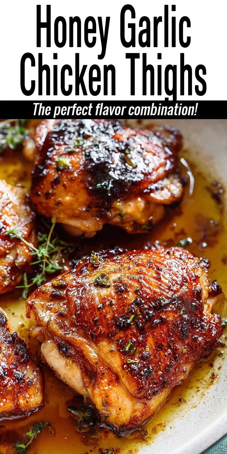Honey garlic chicken thighs garnished with green onions