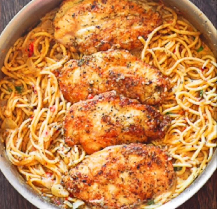 Creamy Italian Chicken Pasta with fresh herbs and parmesan cheese