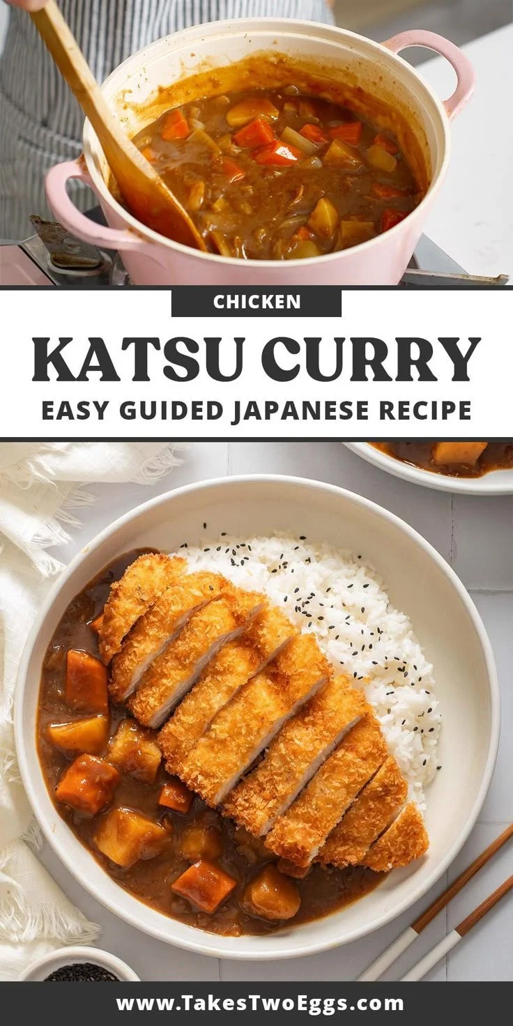 Delicious Japanese Chicken Katsu Curry served on a plate with rice and vegetables
