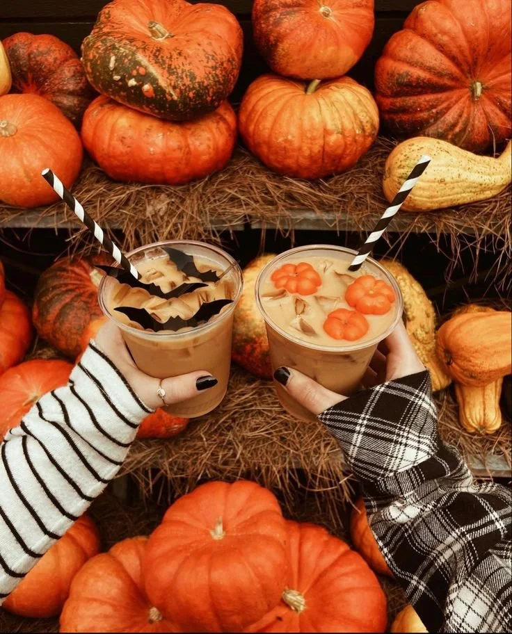 A spooky coffee creation by Julie Denby featuring Halloween decorations.
