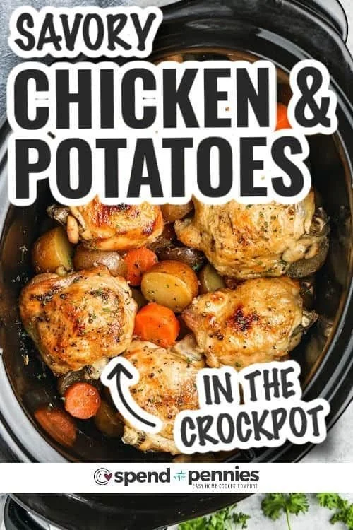Crock Pot chicken and potatoes ready for a delicious one-pot meal
