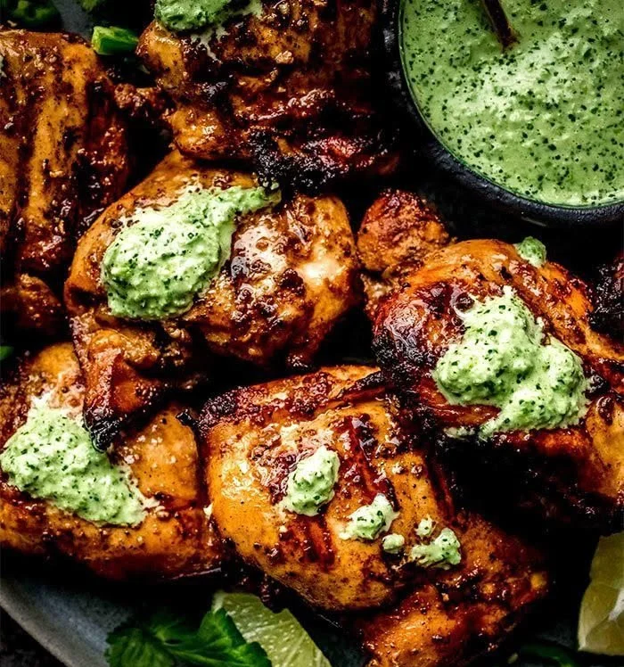 Peruvian Grilled Chicken with Creamy Green Sauce