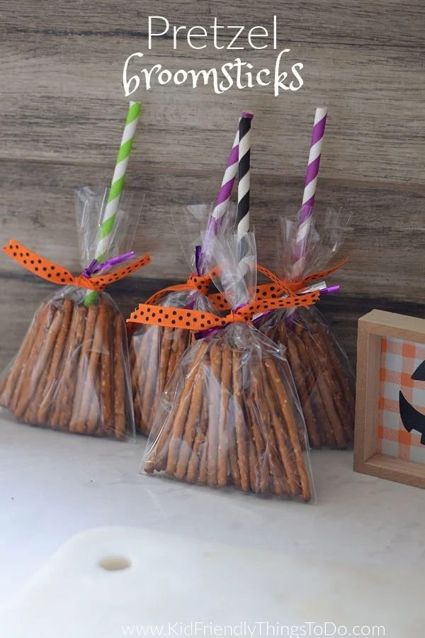 Pretzel Broomstick Halloween Treats for spooky celebrations