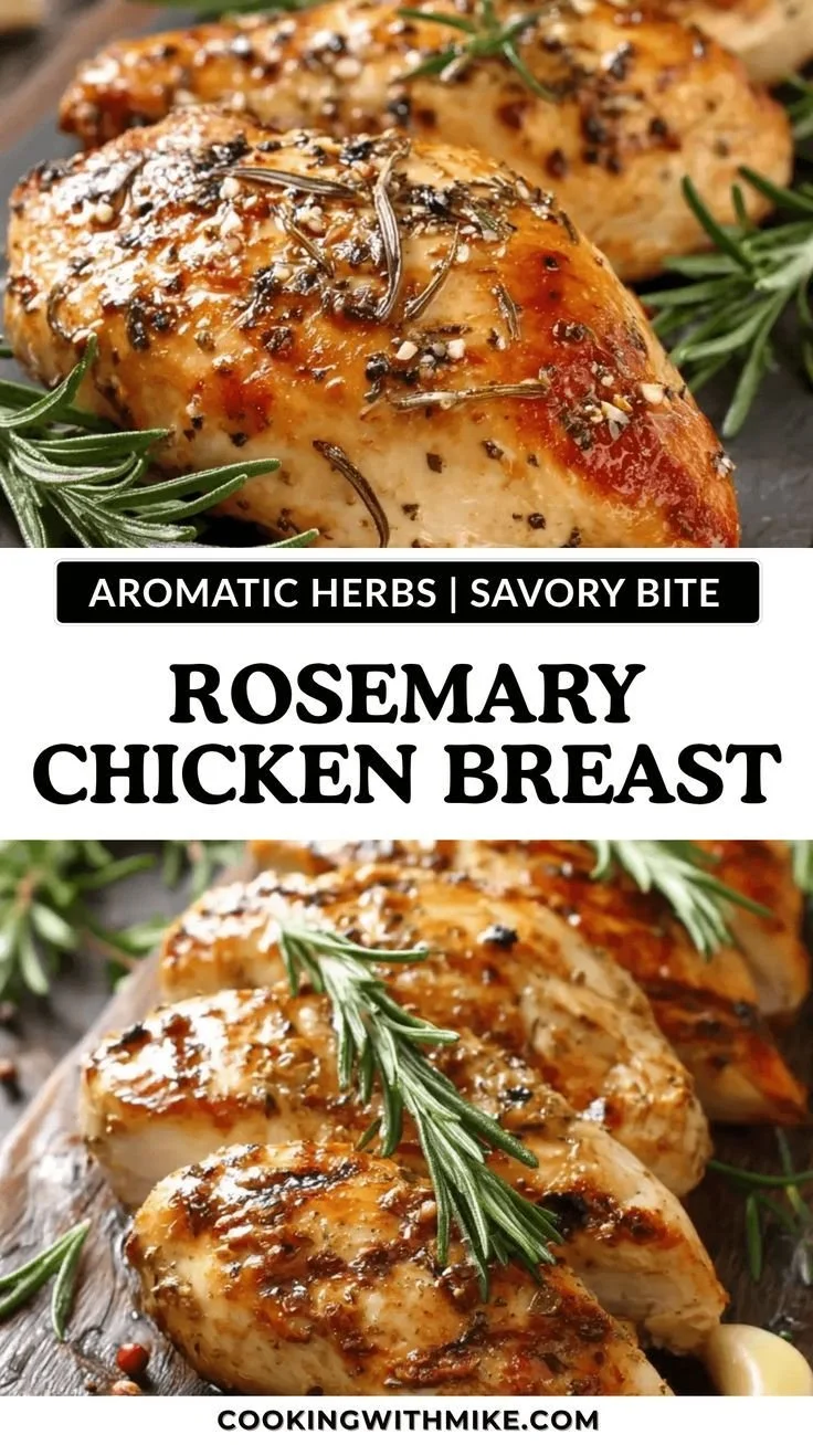 Juicy rosemary chicken breast garnished with fresh herbs