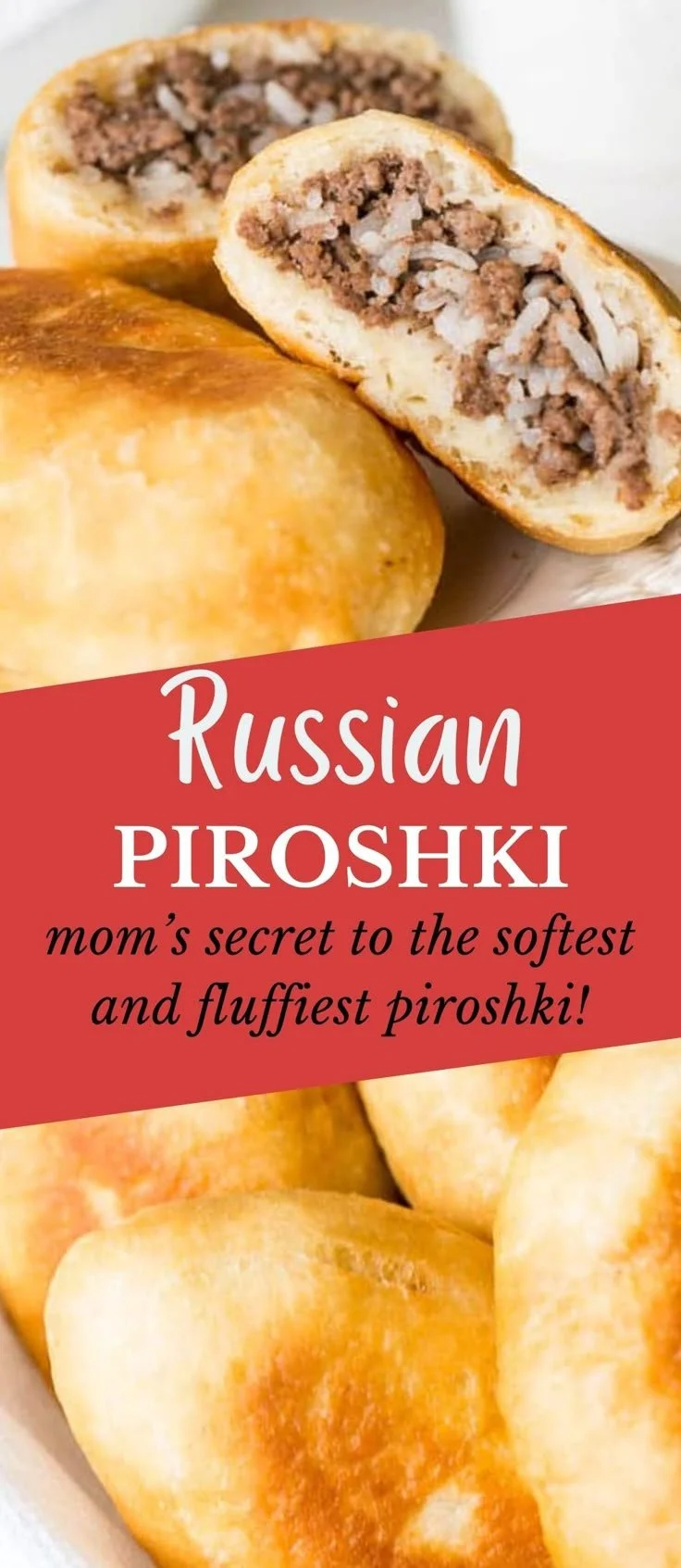 Delicious Russian piroshki meat hand pies on a wooden table.