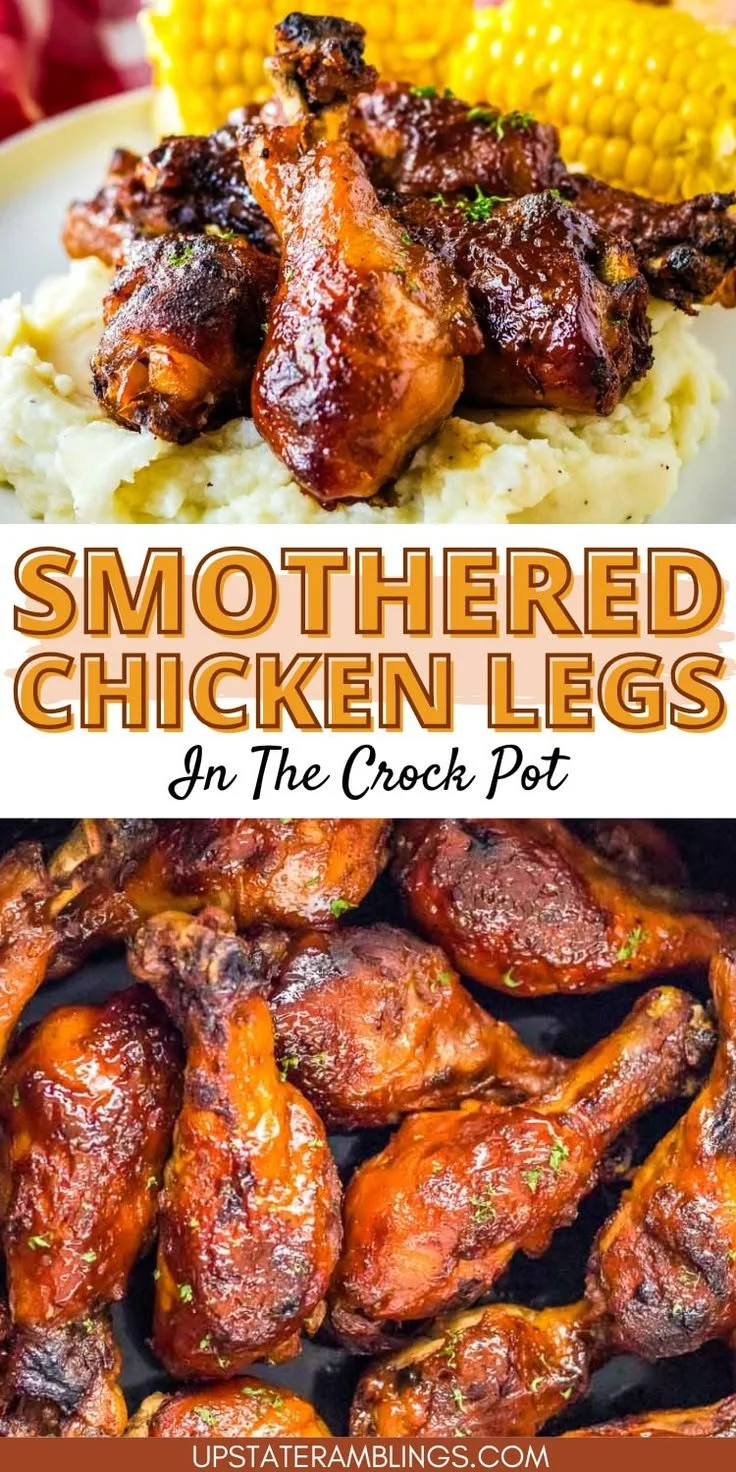 Crock Pot smothered chicken legs cooked to tenderness and flavor perfection