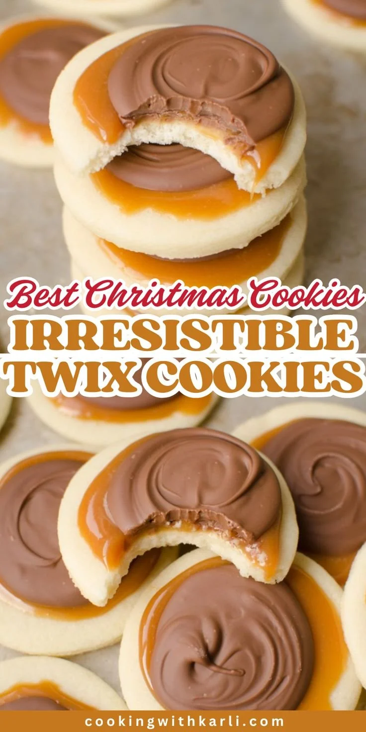 Delicious soft and chewy Twix cookies perfect for Christmas festivities