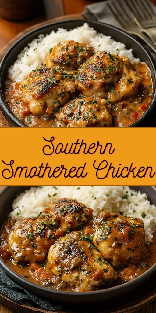 Delicious Southern Smothered Chicken served with creamy sauce and gluten-free sides