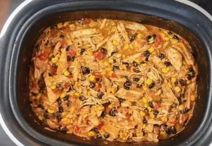Southwest Crock Pot Chicken and Rice served in a bowl