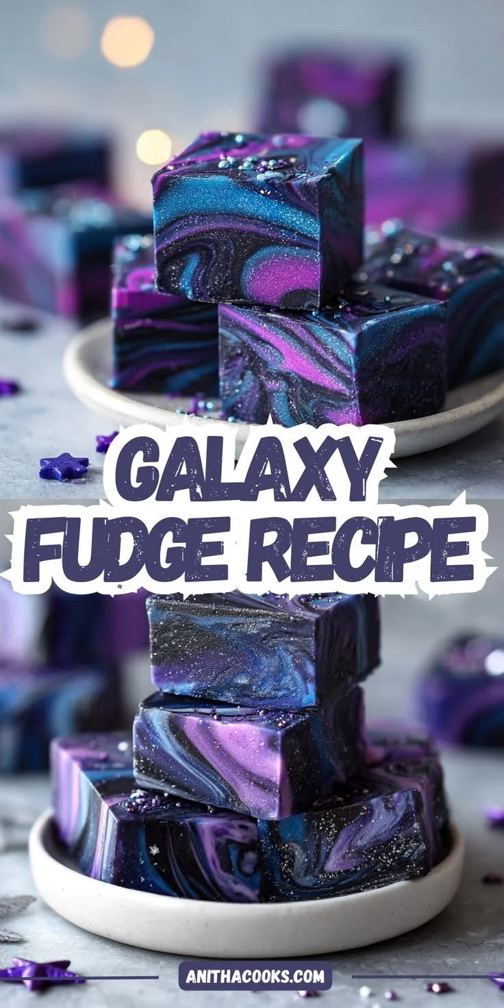 Sparkly Galaxy Fudge with vibrant colors and starry sprinkles
