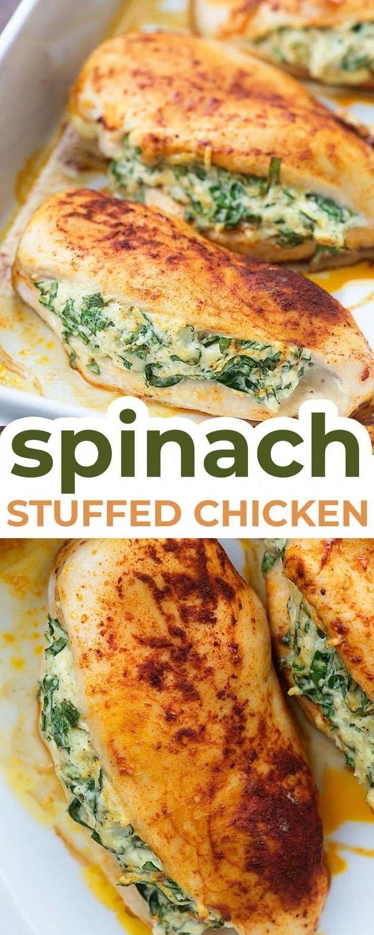 Delicious spinach stuffed chicken breasts on a plate with fresh herbs