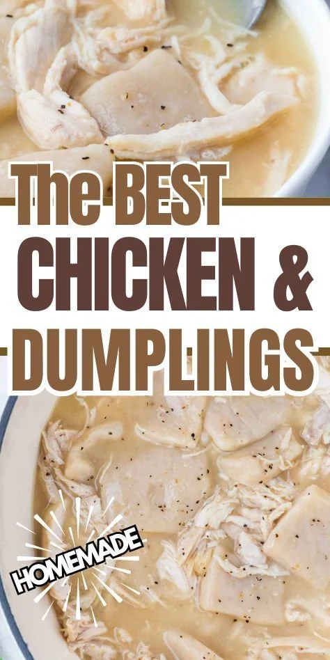 Delicious bowl of homemade chicken and dumplings with herbs and spices.