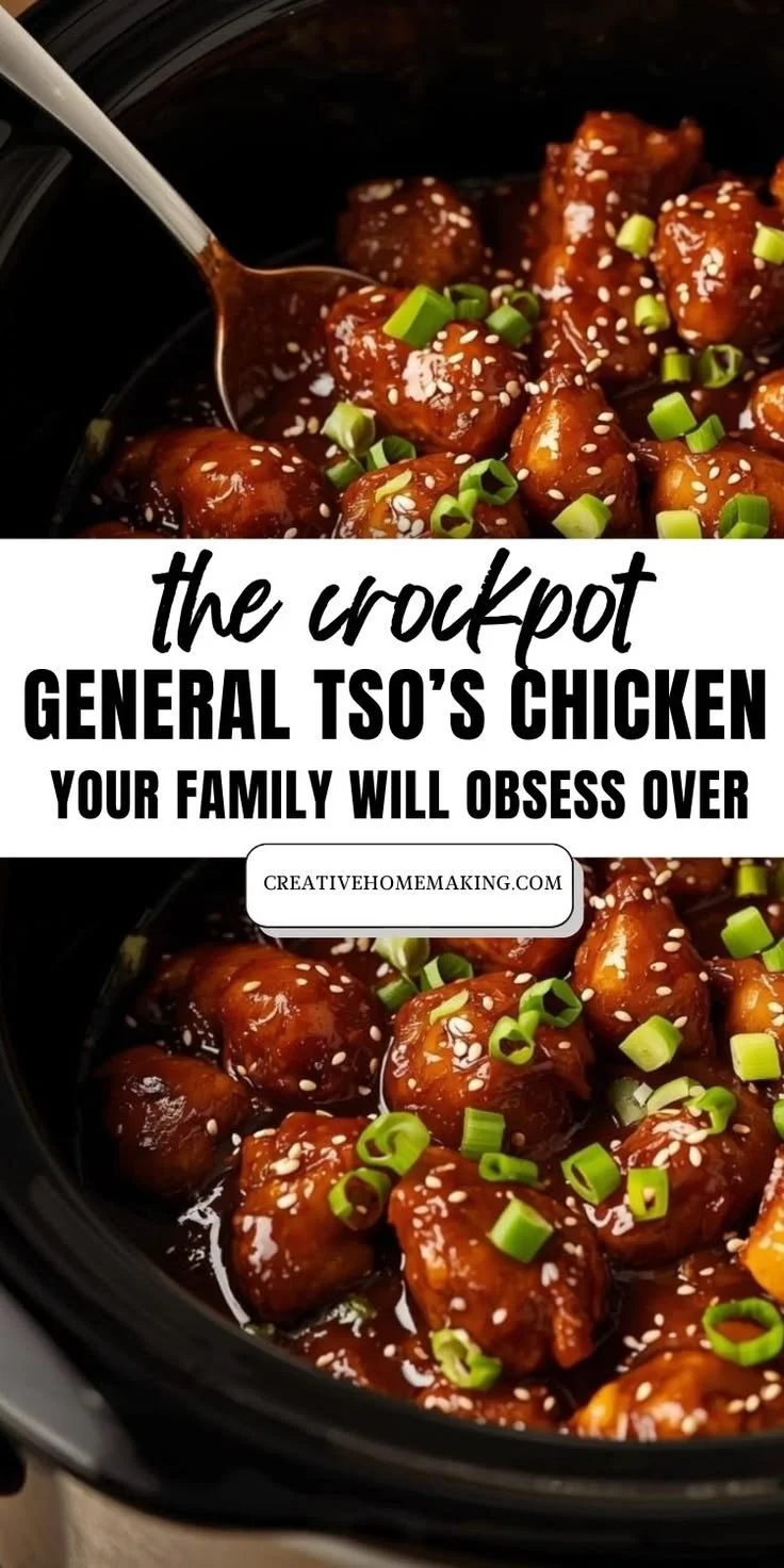 Delicious General Tso's chicken made in a slow cooker with vibrant veggies.