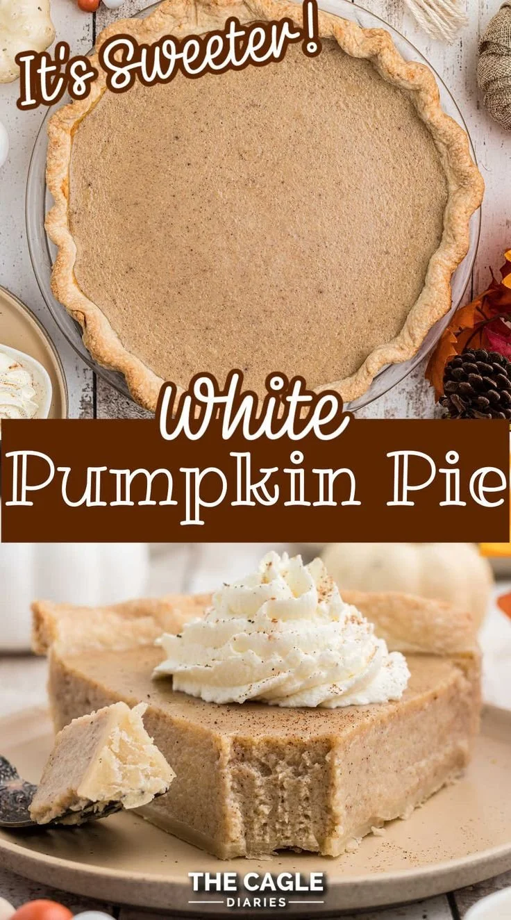 Slice of white pumpkin pie topped with whipped cream on a plate