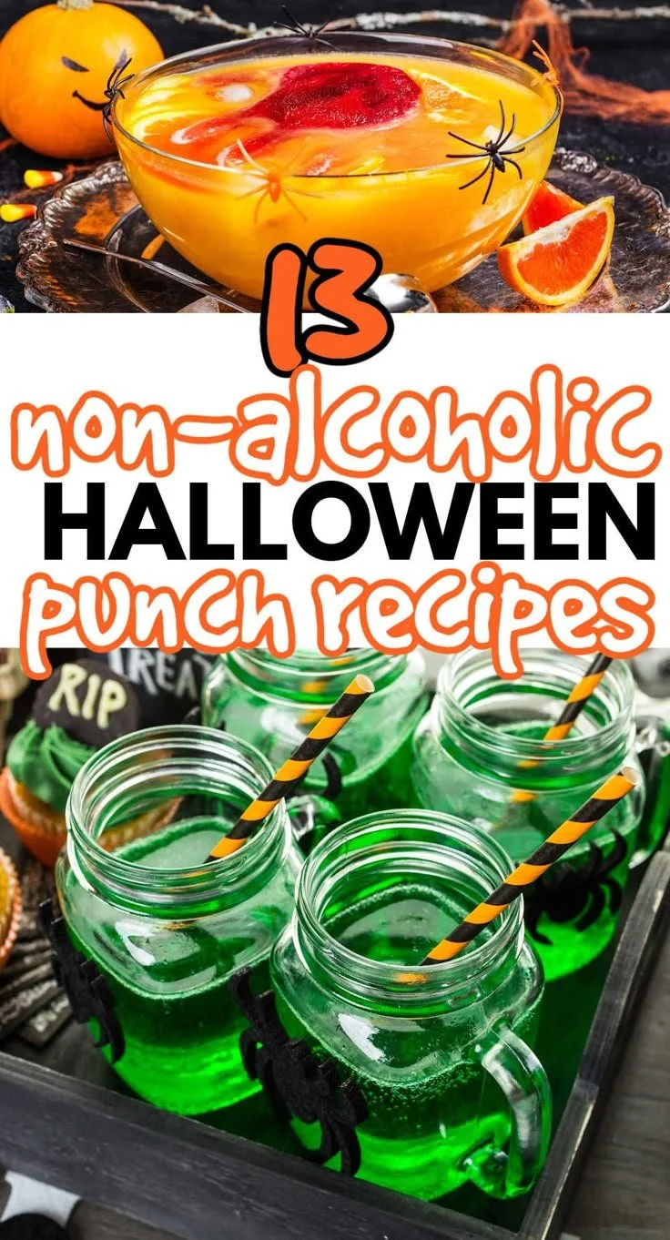 Colorful Halloween punch in a spooky-themed bowl for festive parties.