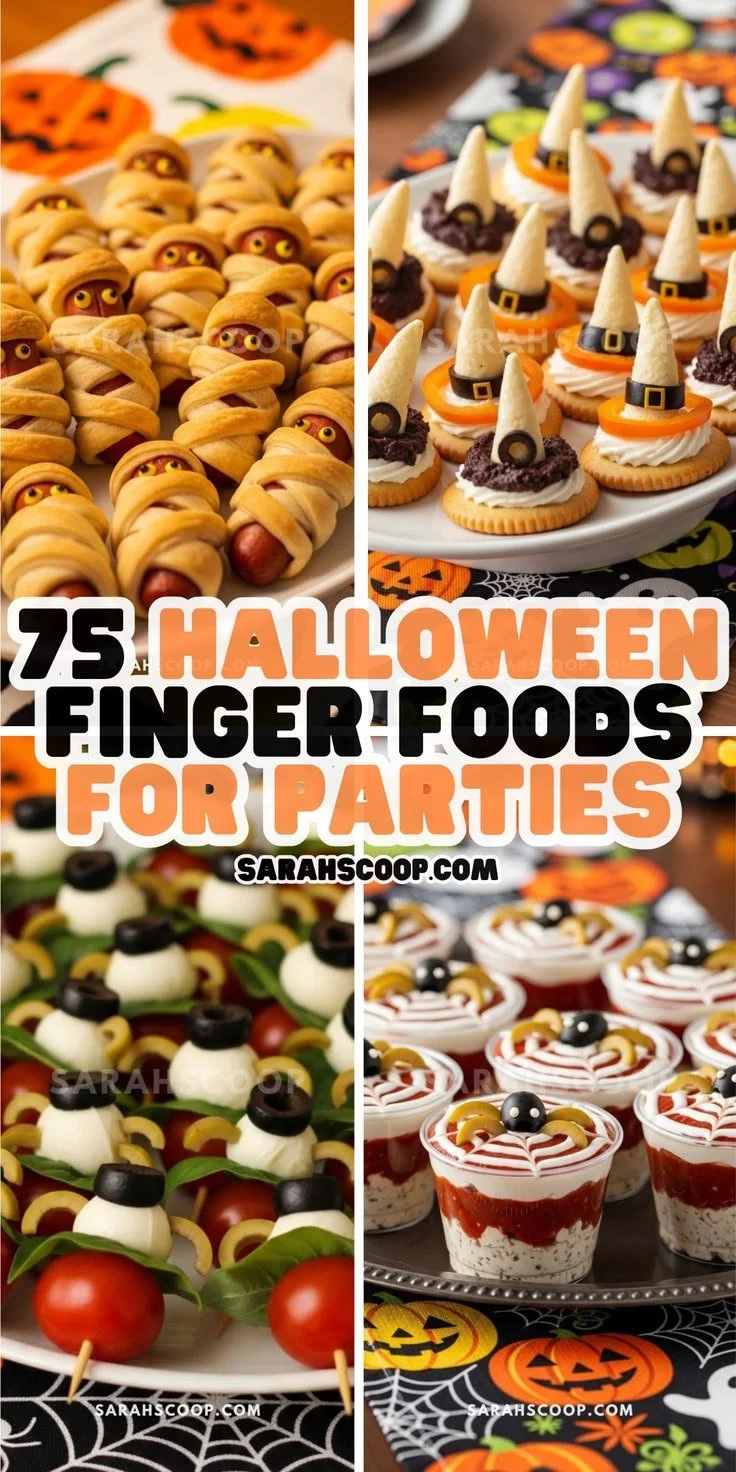Plate of spooky Halloween finger foods for party guests