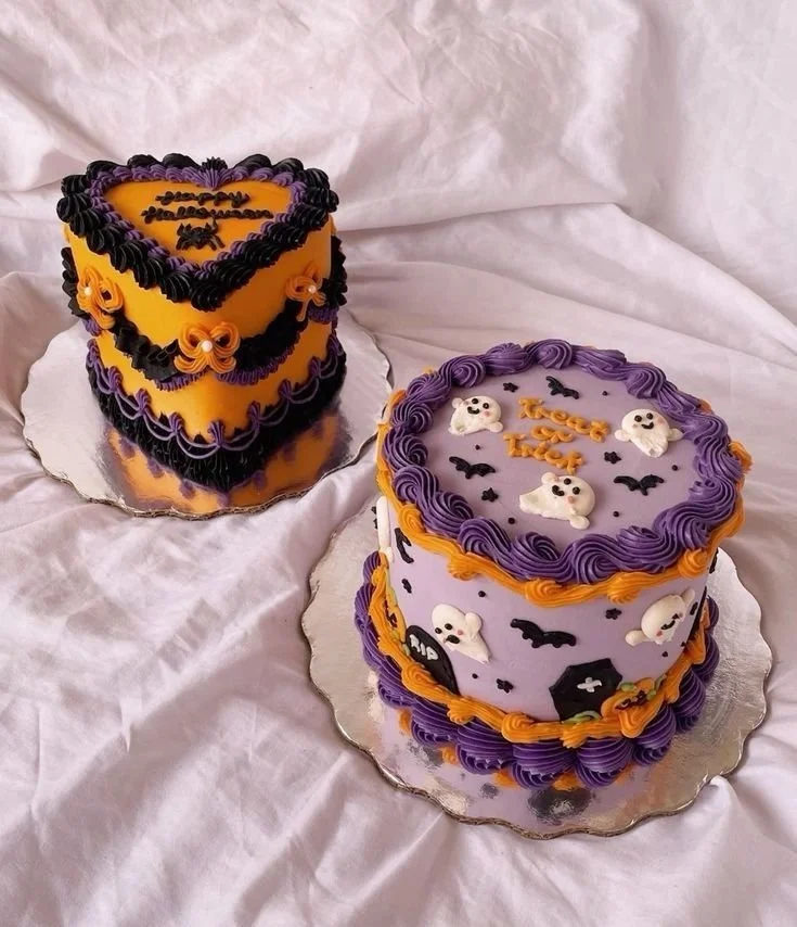 Variety of adorable cake ideas for parties including Halloween cakes and chocolate strawberries