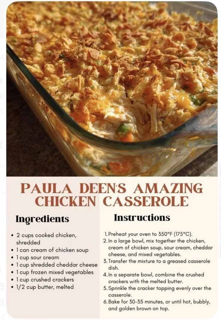 Delicious chicken casserole with cream of chicken soup and cracker topping