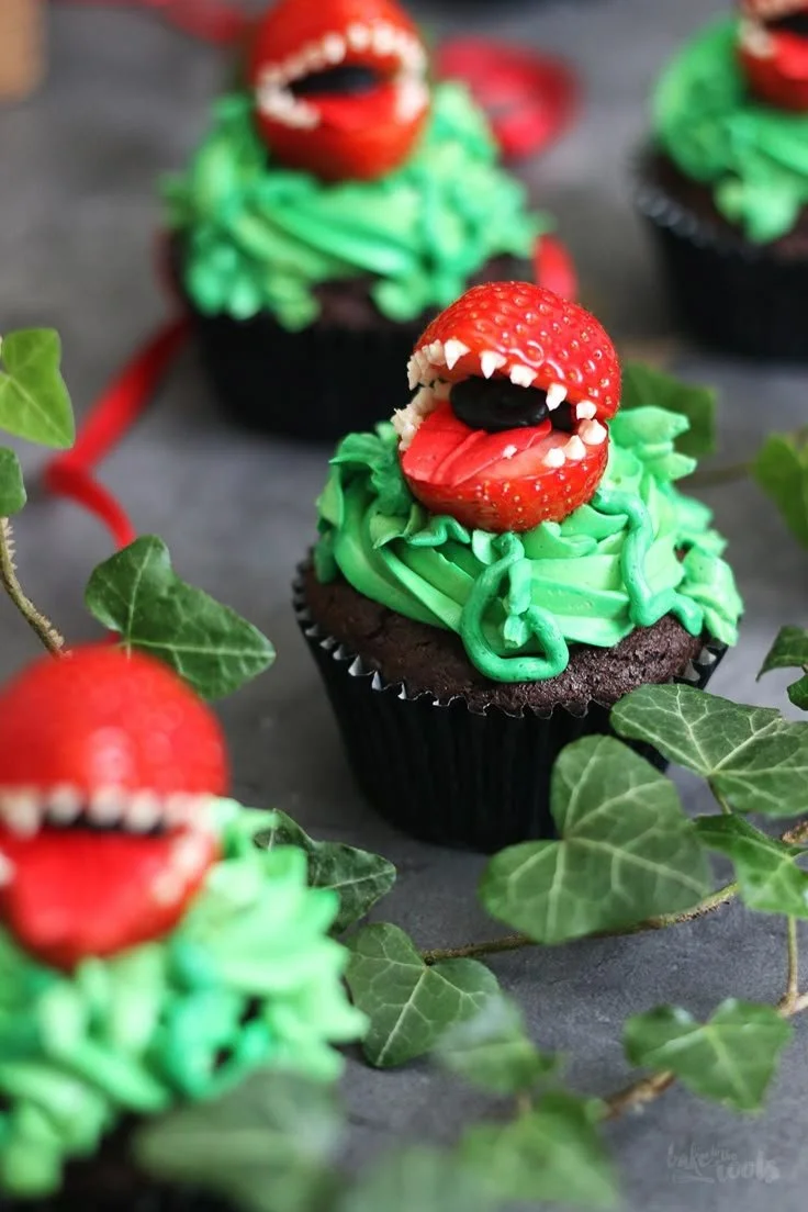 Audrey II Cupcakes inspired by Little Shop of Horrors for Halloween.