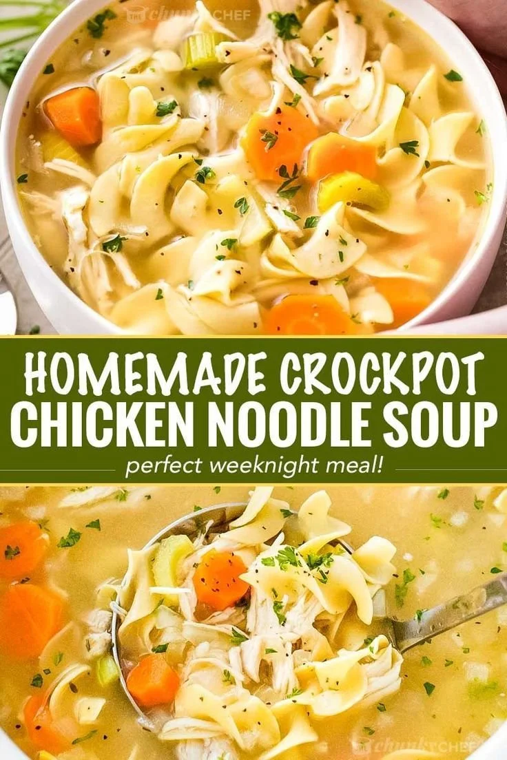 Bowl of homemade Chicken Noodle Soup with fresh herbs and noodles