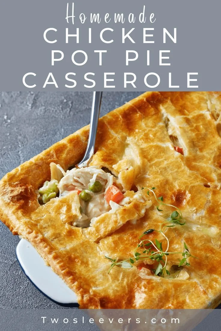 Delicious homemade chicken pot pie with a golden crust and creamy filling.