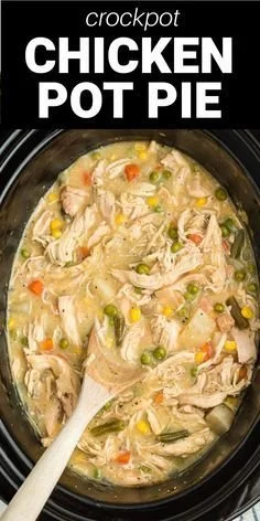Delicious homemade chicken pot pie made in a crockpot